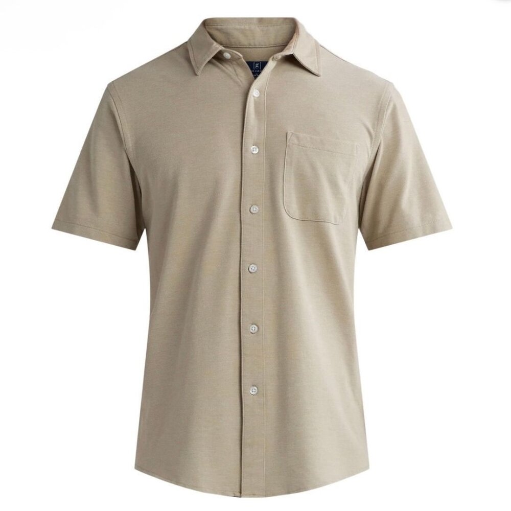 2/$16 💥🆕 George Knit Sandstorm Button-Up Relaxed SS Polo Shirt | 2XL | 6136